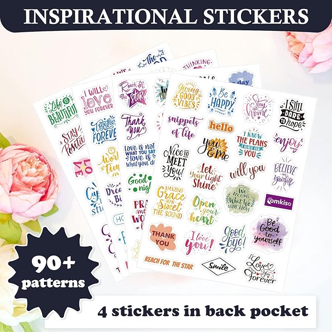 Gratitude Journal with 4 Inspirational Stickers: Undated Daily Gratitude Journal for Women and Men - More Happiness, Affirmation, and Mindfulness in A Few Minutes with Prompts & Quotes Floral
