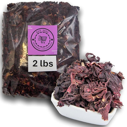 2 lbs Hibiscus Flowers - Flor de Jamaica Bag, Dried Hibiscus Bulk Flowers - Ideal for Juices, infusions and hibiscus flower teas - Despensa Colombiana