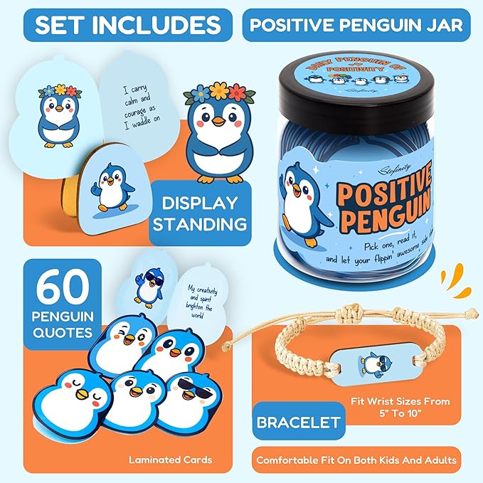 Positive Penguin Gifts For Women - Daily Affirmation Cards For Teens, Emotional Support Inspirational Gift For Women Coworkers, Unique Teen Girl Gifts Trendy Stuff For Birthday, Christmas