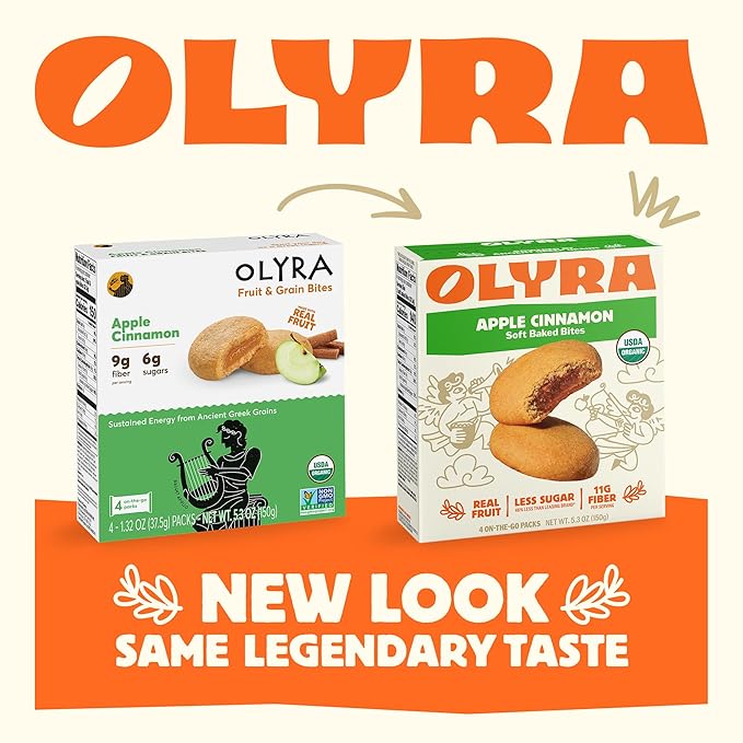 Olyra Organic Fruit Snacks, Fruit Bars, Healthy Snacks for Adults, Healthy Snack for Kids, High Fiber Snack, Soft Cookies, Low Sugar, Vegan Snacks, Office Breakfast Bars (Pack of 24, Apple & Cinnamon)