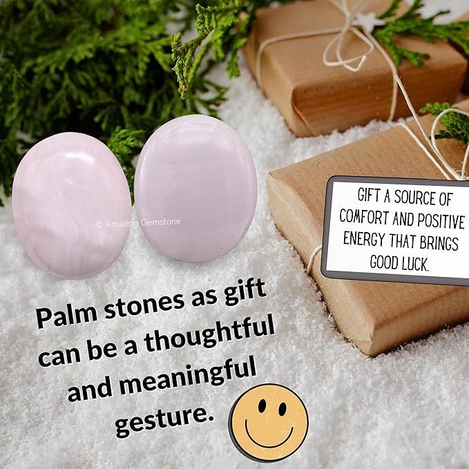 Amazing Gemstone Pink Calcite Crystals and Healing Stones - Large Palm Stone Crystals Piedra - Crystal for Good Luck,Balanced Positive Energy, Meditation - Unique Stocking Stuffers and Birthday Gifts