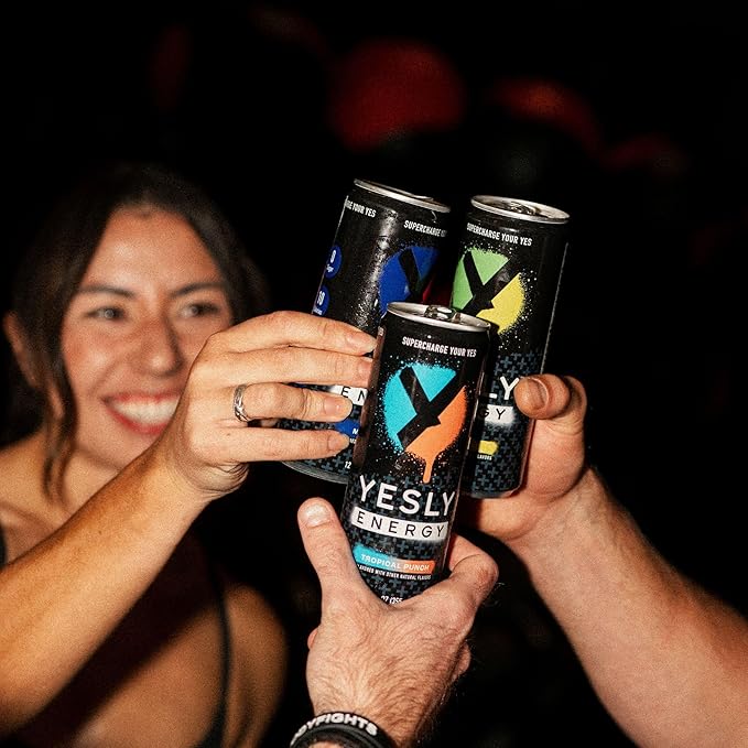 Yesly Energy Drink, Variety Pack, Naturally Flavored Sparkling Energy Drink With Electrolytes, Magnesium, Potassium, Vitamin C, B6 & B12, Natural Caffeine From Green Tea, 12 Fl Oz Cans, 12 Pack