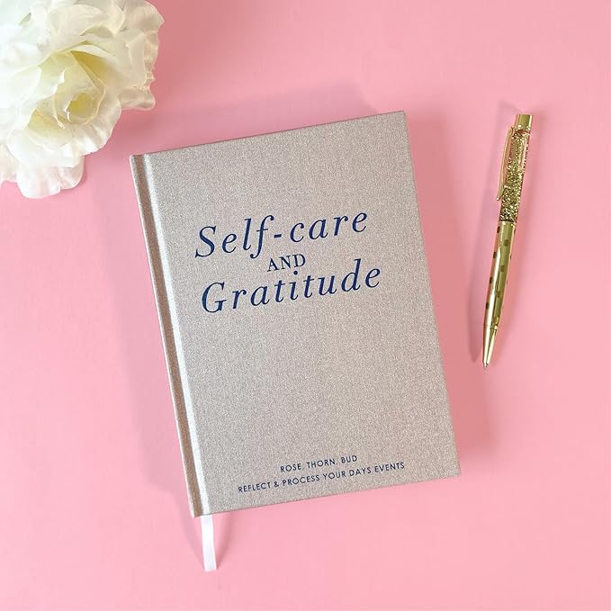 Graphique Self-Care Journal - Gratitude - 256 Pages - Weekly Quote & Daily Fill in Interiors - Hardbound Fabric Cover - Ribbon Marker (6" x 8")