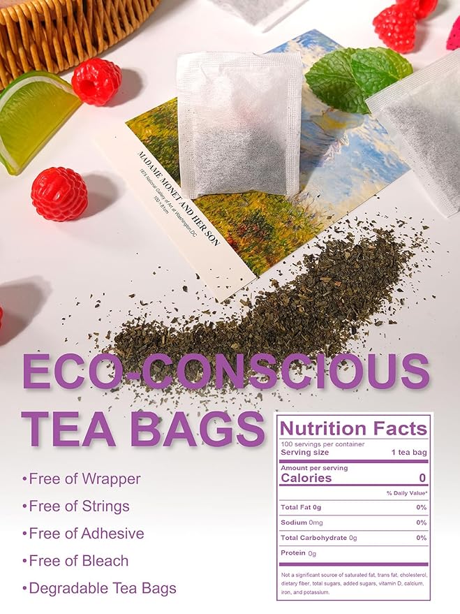 TeeLux Decaf Passionfruit Raspberry Green Tea, Passion Fruit & Raspberry Flavored Decaffeinated Green Tea, Aromatic & Refreshing, 100 Count