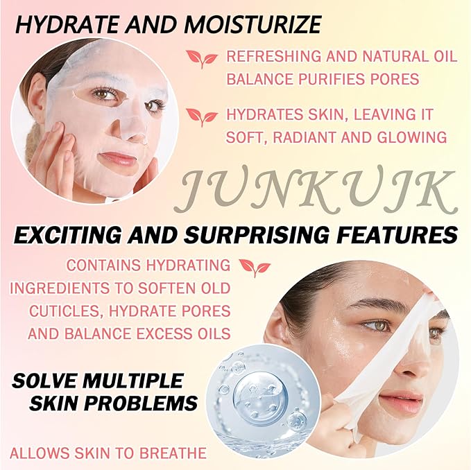 12PCS Hydrating Facial Sheet Mask,Moisturizing Face Masks Skincare Gift Set,Long Lasting Face Mask Skin Care & Facial Mask Kit for All Skin Types 20