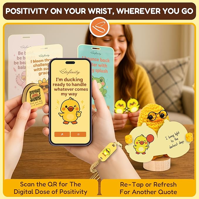 Positivity Duck Gifts For Duck Lovers Crochet - Daily Affirmation Cards, Funny Support Coworker Birthday Gifts For Women Unique, Cute Back To School Teen Girl Gift Trendy Stuff