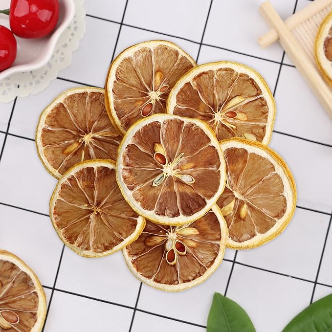 Haomly Dried Lemon Slice Wheels |5.3oz/150g| 100% Natural Dehydrated Lemons for Cocktails,Garnishing,Cooking, Baking, Drinks,Crafts |No Added Sugar Dry Lemon Tea |No Additives