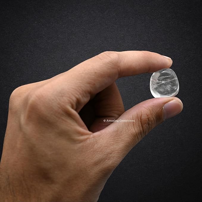 Amazing Gemstone Clear Quartz Crystals and Healing Stones Tumbled - 1 Oz Clear Quartz Stone, Natural Healing Stones for Energy Balance, Stress Relief, Polished Gems Rocks