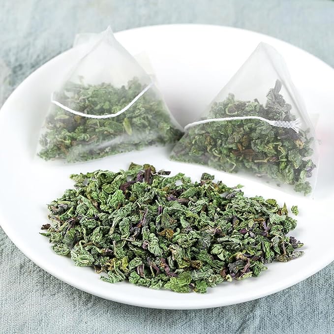 85g/3Oz Pure Mint Herbal Tea Bags, Peppermint & Spearmint, Loose leaf 50 Pyramid Teabags, Blended with Fresh Ingredients, Natural Herbal Tea, Gluten Free