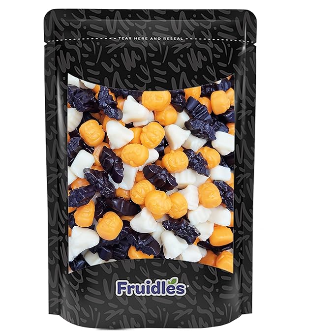 Fruidles Halloween Ghoulish, Ghosts, Bats, and Pumpkin Gummies, Fun And Festive Holiday Snacking (8oz, Half-Pound)