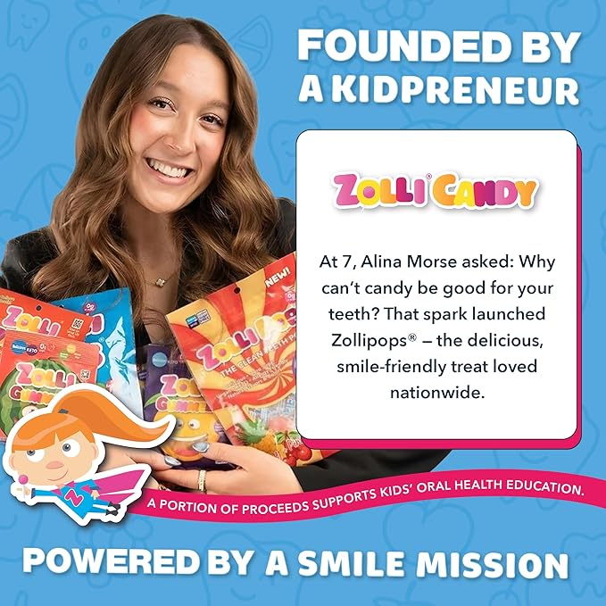 Zollipops Easter Duck Clean Teeth Pops Sugar Free Candy with Xylitol, Dye-Free Lollipops - Keto & Diabetic-Friendly, Dentist-Approved Treats for Kids (Assorted Fruit, 5.2 oz)