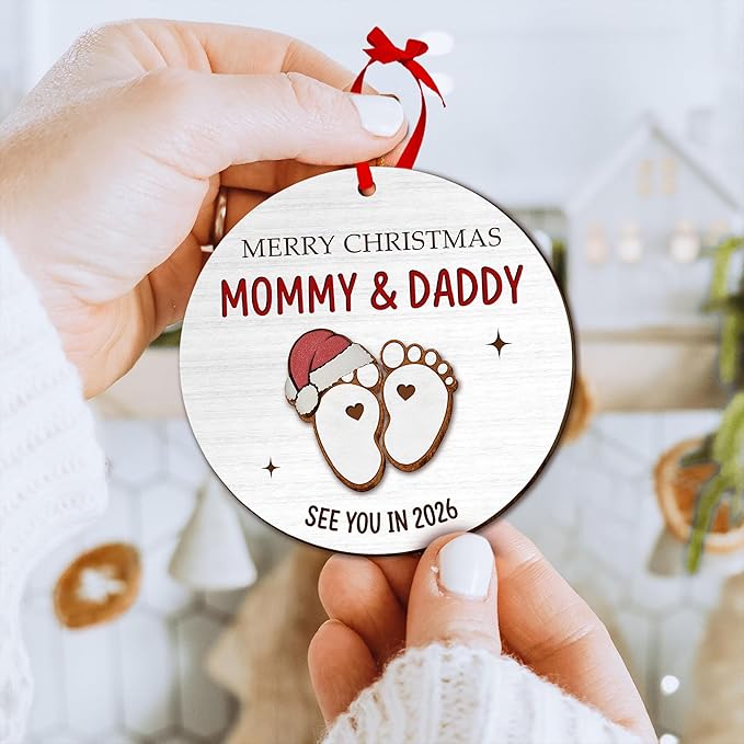 Pregnancy Gifts for Expecting Mom Dad - Pregnancy Announcement for Husband Wife, Gender Reveal gift, Baby Announcement Gifts - mom to Be, Pregnant gift, New Mommy Daddy, New Parents Ornament