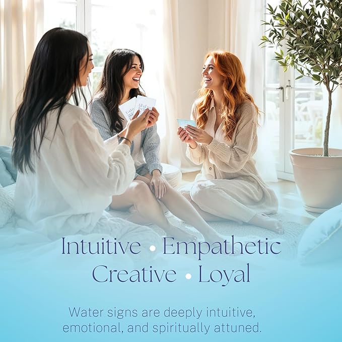 Affirmation Cards for Water Signs - Gifts for Scorpio, Pisces, Cancer. Inspirational Card Set with 40 Daily Positive Affirmations, Spiritual Self Care, Zodiac Collection
