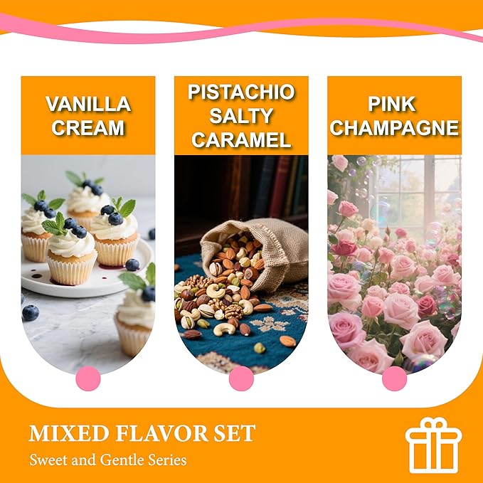 Hanging Car Air Freshener (Pack of 3) : Luxury Car Perfume for Women Men | Cute & Reusable Bottle with 45+ Days Long-Lasting Fragrance Oil Diffuser, Vanilla Cream & Pink Champagne & Pistachio