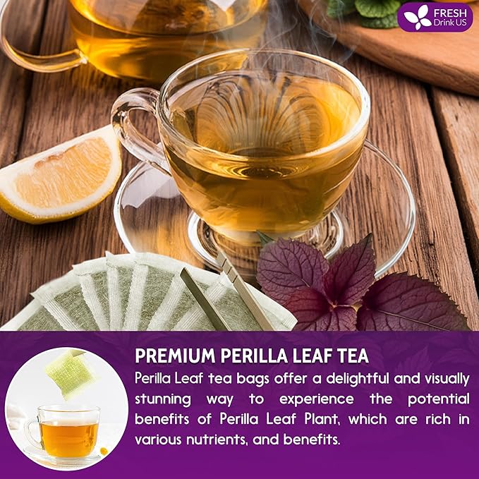 FreshDrinkUS, Premium Perilla Leaf Tea ā 40 Tea Bags | 100% Pure Perilla Leaves | Caffeine-Free, Non-GMO, Natural Packaging | Herbal Tea Bags for Daily Enjoyment. Gluten-Free. Sugar-Free. Vegan