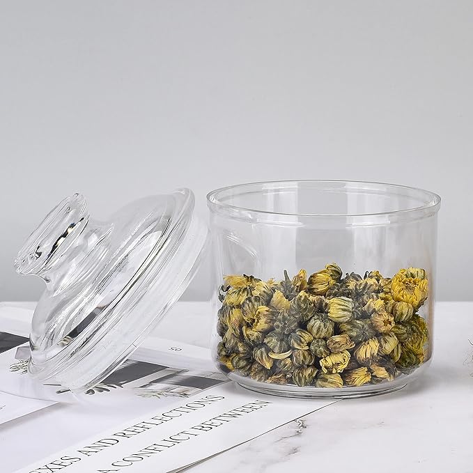 13.5oz Small Acrylic Storage Jar, Airtight Lid with Silicone Sealing Ring, Ideal Canister Container for Sugar, Tea, Spices, Herbs, Shells, Bath Salt, Christmas Decorative Apothecary Jars