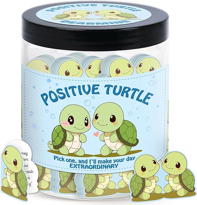 60 Positive Turtle Cards Jar, Affirmation Cards for Women, Emotional Support Turtle, Sea Turtle Gift, Turtle Gifts for Women, Turtle Gifts for Turtle Lovers