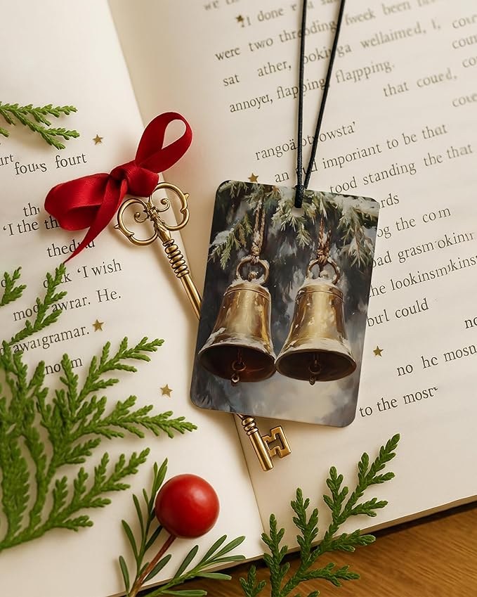 Rustic Winter Christmas Berry Car Air Freshener 4 Pcs, Retro Santa Xmas Tree Bell Reindeer Hanging Air Freshener for Cars Closet Drawer Books, Christmas Car Accessories Mirror Decor for Women