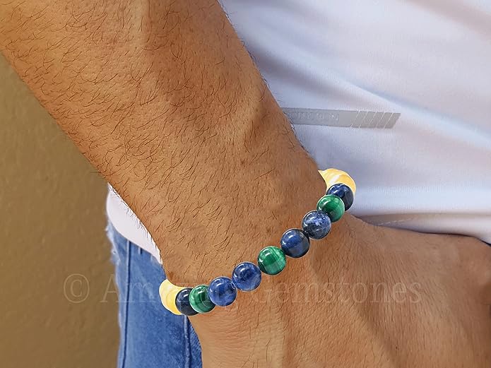 Natural Healing Crystal Bracelet for Women - Mens Bracelet Energy Balancing Gemstones Set - Adjustable Stone Bead Bracelet for Men and Women - Chakra Crystal Therapy Accessory, Meditation