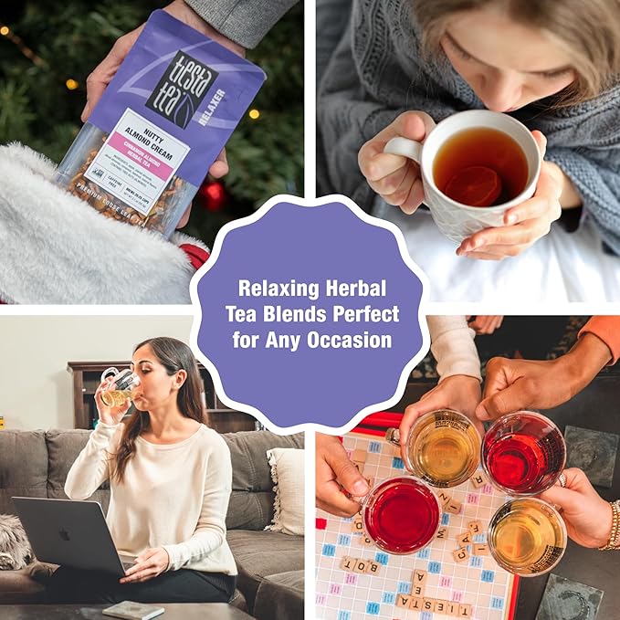 Tiesta Tea - Nutty Almond Cream, Loose Leaf, Cinnamon Almond Herbal Tea, Premium Non-Caffeinated Blend, Make Hot or Iced & Brews Up to 25 Cups, 12.6oz Resealable Pouch, Pack of 6