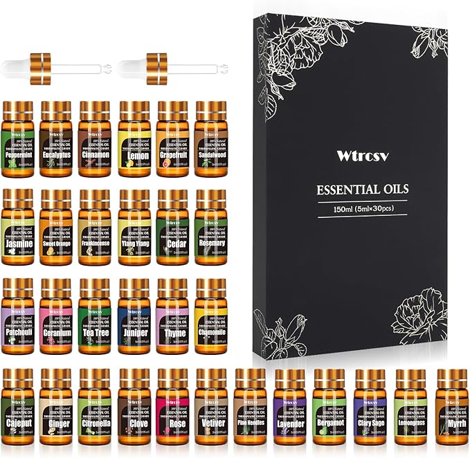 Essential Oils Set - Essential Oils - Perfect for Diffuser, Humidifier,Aromatherapy, Massage,Skin & Hair Care,30x5 ml