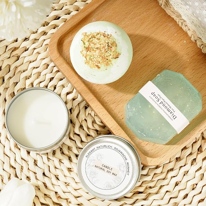 Self Care Gift Basket for Women, Luxury Spa Gift Basket with Blanket, Vanilla Coconut Self Care Set, Friendship Birthday Box for Mom, Sister, Wife, Best Friend, Coworker(Green)