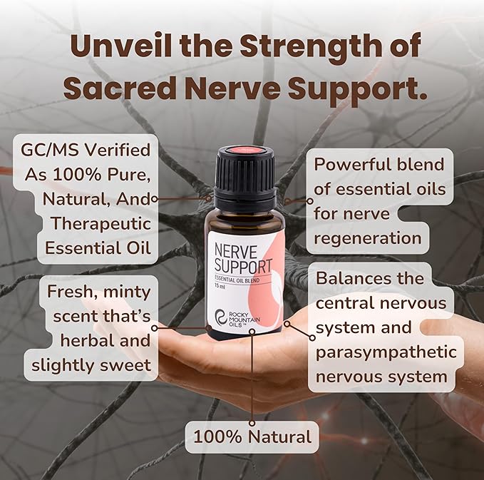Rocky Mountain Oils Nerve Support Essential Oil Blend with 100% Pure and Natural Essential Oils - Relaxing Aromatherapy Oils for Diffuser, Massage Oil for Massage Therapy - 15ml