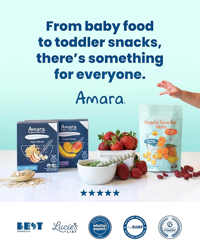 Amara Smoothie Melts - Beets n' Berries - Baby Snacks Made With Fruits and Vegetables - Healthy Toddler Snacks For Your Kids Lunch Box - Organic Yogurt Melts - 6 Resealable Bags