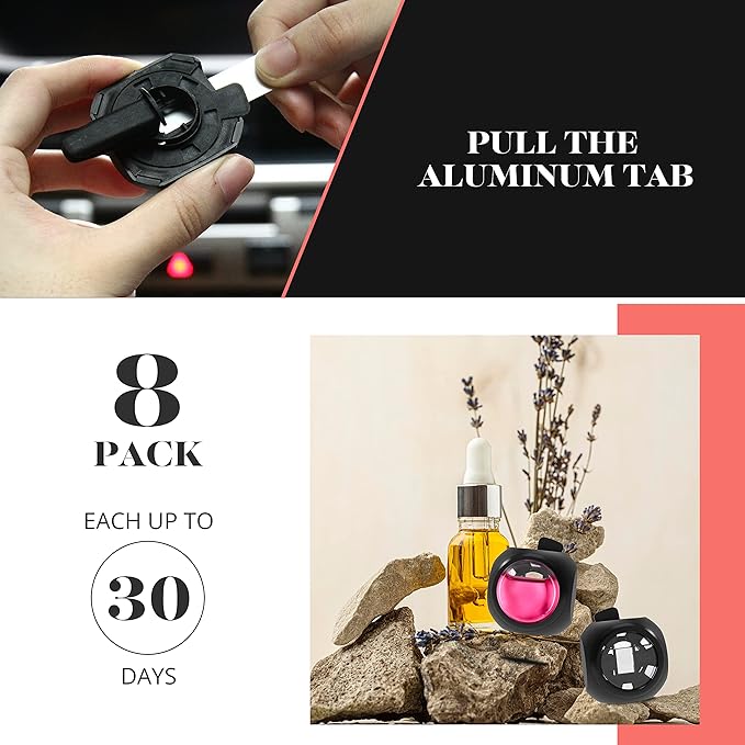 Car Air Freshener Vent Clips, 8PK, 6 Peach, 2 New Car Scent, Fresheners for Men Women, Up to 240 Days, Long Lasting Air Freshener, Odor Eliminator