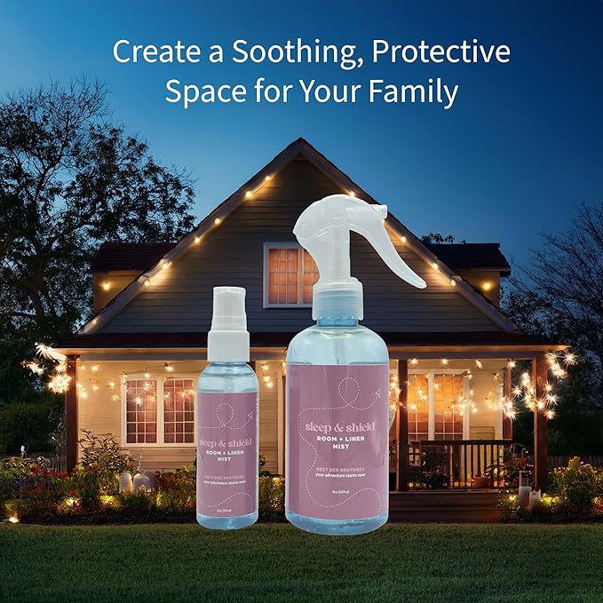 Best Bee Brothers, Sleep & Shield Calming Room + Linen Mist 2 Ounce 2-Pack, Natural Essential Oil Blend with Peppermint, Cedarwood and Rosemary