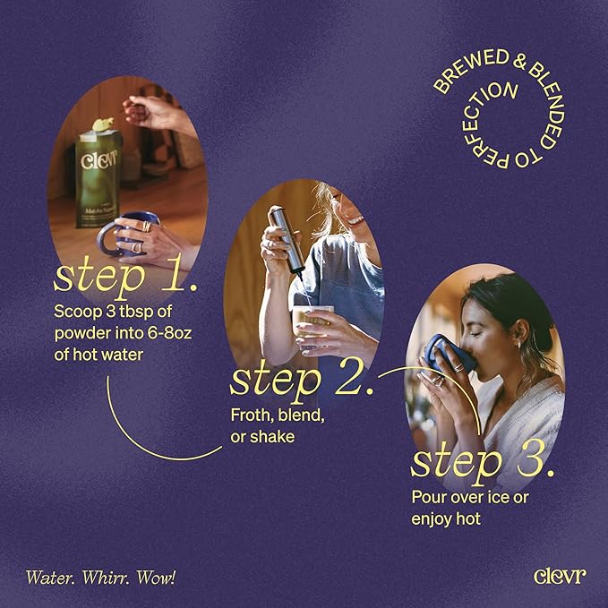 Clevr Blends London Fog Latte, Vegan, Earl Grey Instant Tea Mix, Superfood Powder Blend with Oat Milk, Black Tea, Reishi Mushroom, Organic Spices, Coconut Cream, Ashwagandha, Serve Hot or Iced, 12 oz