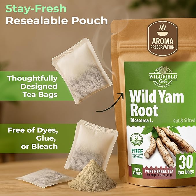 30 Bags Wild Yam Root Herbal Tea (Dioscorea) – 30 Tea Bags 1.5g Dioscorea Root Raíz de Name Silvestre