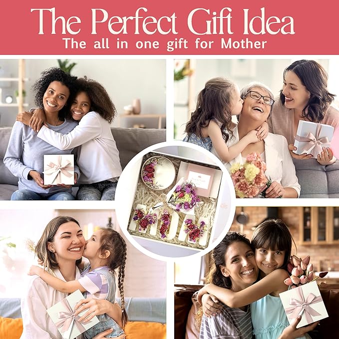 Gift Basket for Mom – Birthday Box & Spa Set – Relaxing Mom Gift Box with Candle, Soap & Wax Melts – Perfect Birthday or Holiday Present