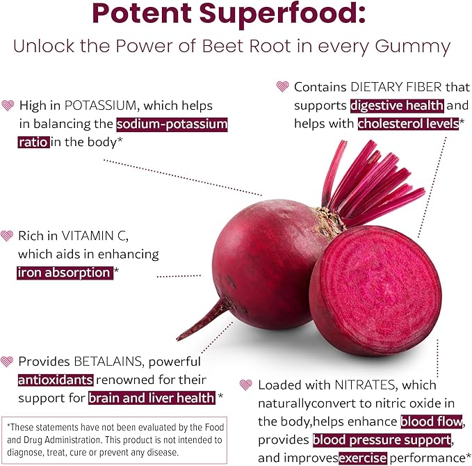 WellPath Beet Root Gummies (Sugar Free - Blueberry Flavor) 1500 mg | Beet Gummies for Blood Pressure Support | Super Nitric Oxide Gummies | Tasty Beets Chews | Antioxidants | 60 Ct
