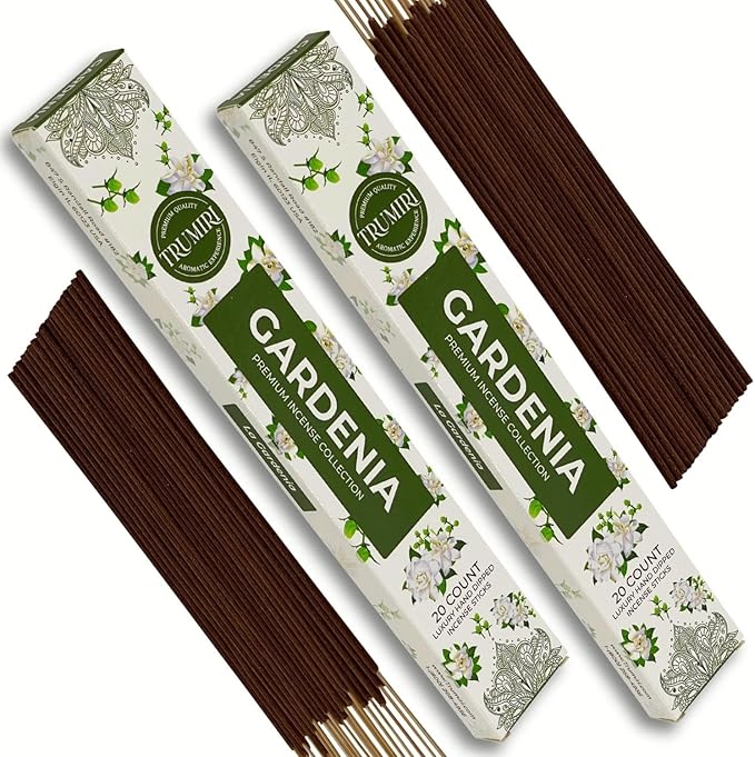 Gardenia Incense Sticks - Total 40 Insence-Sticks - Dual Pack of 20 Insense - Inciensos - Inscents - Natural Non Toxic Ingredients - Incents - Incence - Inscense - Insents