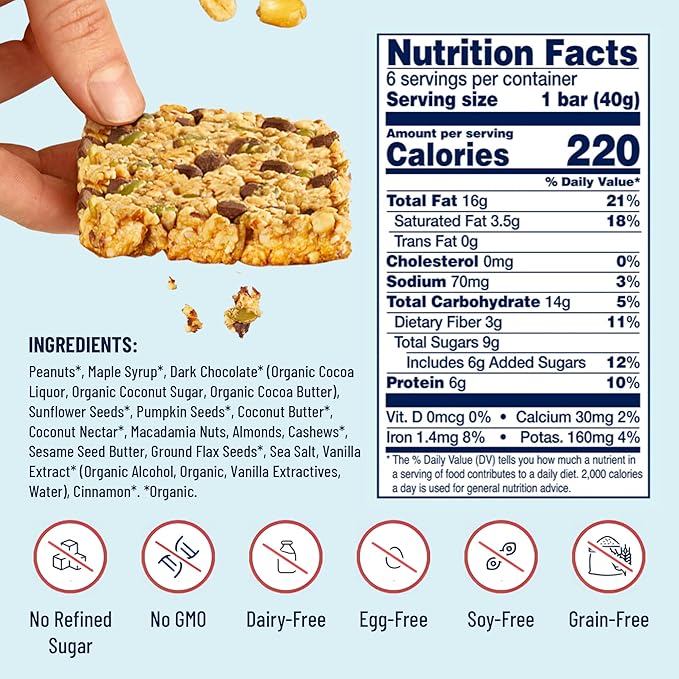 The YES Bar Peanut Butter Dark Chocolate – Plant Based Protein, Decadent Snack Bar – Vegan, Gluten Free, Dairy Free, Low Sugar, Healthy Snack, Breakfast, Low Carb, Keto Friendly (Pack of 6)