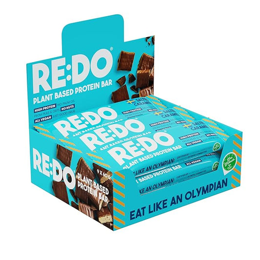 Re:Do Plant-Based Salted Caramel Protein Bars (9 Bars) 15g Vegan Protein, Dairy & Nut Free, No Palm Oil