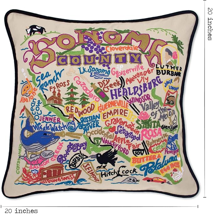 Catstudio Sonoma County Embroidered Decorative Throw Pillow