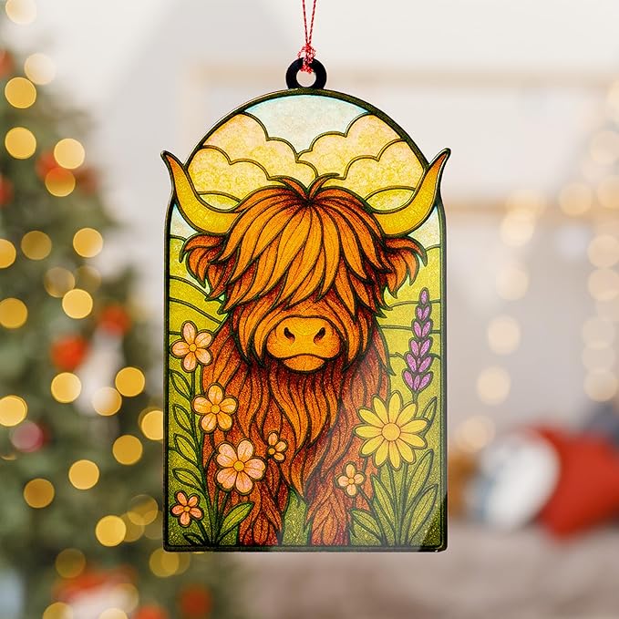 Highland cow ornaments - Highland cow gifts - Christmas ornament 2025 - Vintage Farmhouse christmas ornament - Christmas ornament 2025 - White elephant gifts - Xmas Tree Funny Decoration