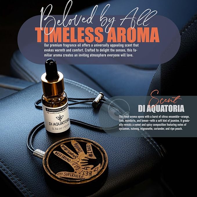 Wood Car Air Freshener — Handcrafted Air Freshener — Father’s Hands Fragrance Oil Diffuser in Wooden Gift Box — Father’s Day Gift Set for Car with diAquatoria Fragrance Oil - 10 ml