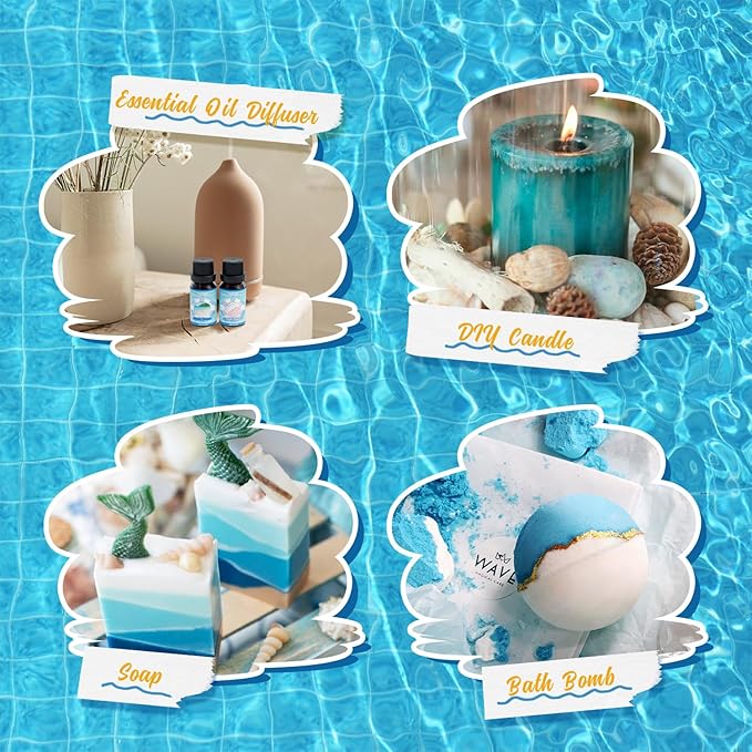 Summer Essential Oils Set, Fragrance Oil Gift Set for Oil Diffusers, Scented Oils for Soap Candle Making 6x10ml - Sea Breeze, Pineapple, Watermelon, Coconut, Pink Beach, and Pina Colada