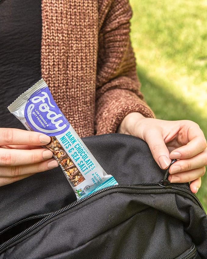 Fody Foods Snack Bars, Dark Chocolate Nuts & Sea Salt, 1.41 Oz (Pack of 12), 5g Protein, Low FODMAP, Gut & IBS Friendly, Vegan, Lactose Free, Non-GMO, Gluten Free