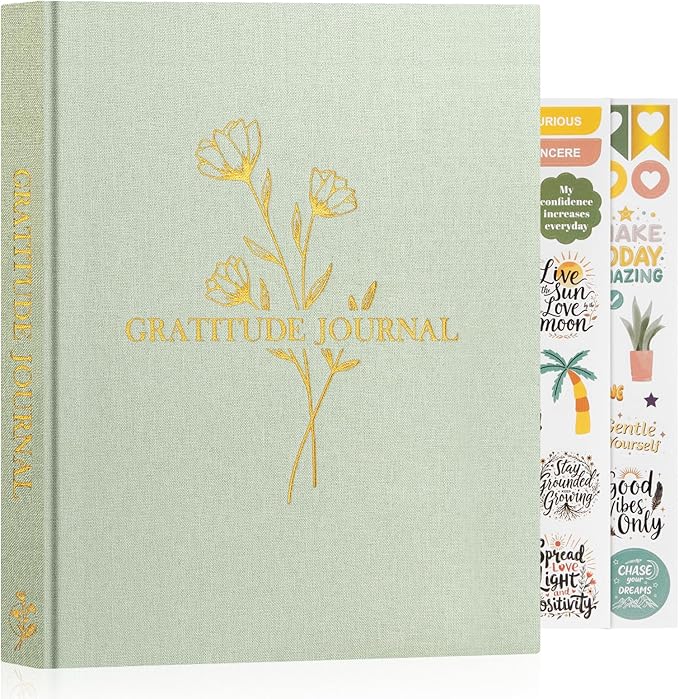 Lanpn Daily Gratitude Journal for Woman Men, 4 Month Mindfulness & Affirmation Planner, 7.8"x9.2" The 5 Minute Grateful Diary, Guided Reflection with Positivity Prompts Undated Notebook, Sage Green