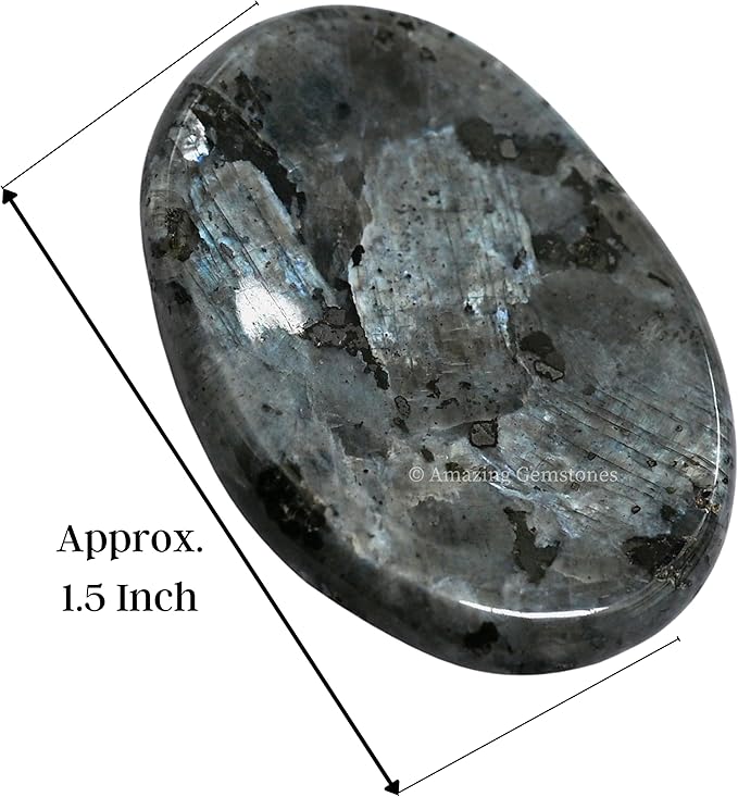 Amazing Gemstone Larvikite Worry Stone Crystals and Healing Stones - Worry Stones for Stress Relief Gifts - Piedra Crystal Fidget for Meditation,Relaxation - Unique Stocking Stuffers & Birthday Gifts