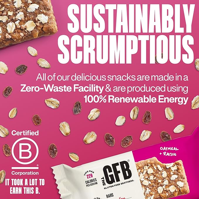 The GFB Oatmeal Raisin Protein Bars - Gluten Free, Plant Based, Non GMO, Sustainably Made – Ridiculously Tasty, Healthy, Vegan, Nutrition Snack Protein Bars, 2.05 oz (12 Count)