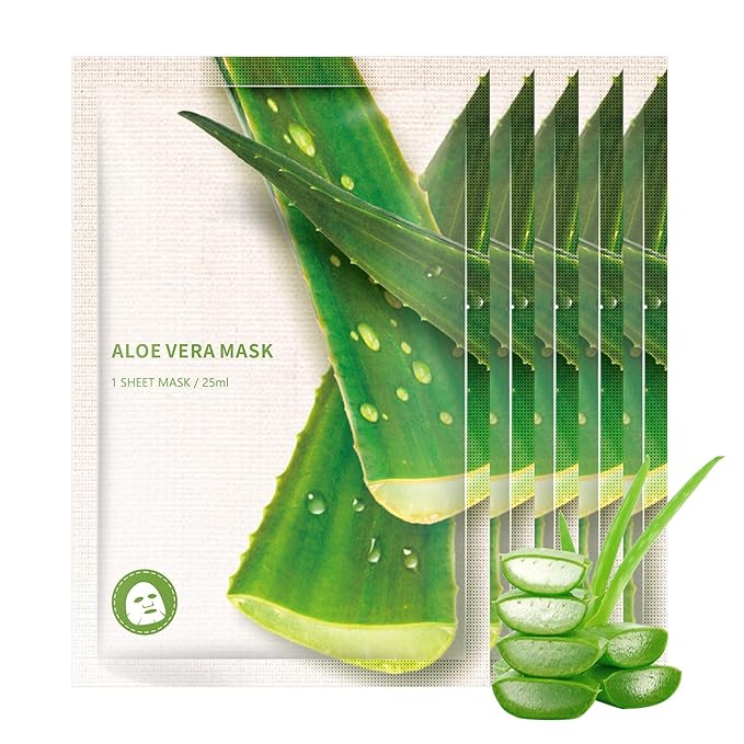 Aloe Facial Mask for Women,Hydrating Face Mask Sheet Home SPA,Moisturizing Face Sheet Mask for Dry,Oily,Sensitive Skin 25ml(5Pack)