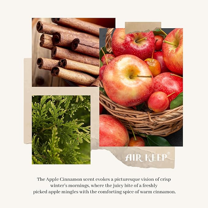 Airkeep Reed Diffuser Set, 5.07 oz(150ml) Apple Cinnamon Christmas Scented Diffuser with 8 Oil Diffuser Sticks, Home Fragrance Essential Oil Reed Diffuser for Home Room Bathroom Shelf Decor