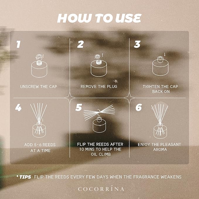 COCORRÍNA Gypsum Flower Reed Diffuser Set for Bathroom Décor – Clean Linen Scent, 6.76 oz with Sticks & Oil – Home Fragrance for Bathroom & Living Space