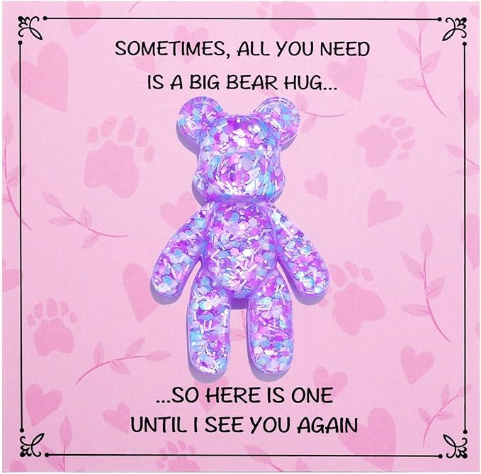 Pocket Bear Hug, Anxiety Relief Gifts for Women Men, Mental Health Positivity Gifts, Thinking of You Gift, Emotional Support Gift, Comforting Present for Son Daughter Back to School, Purple