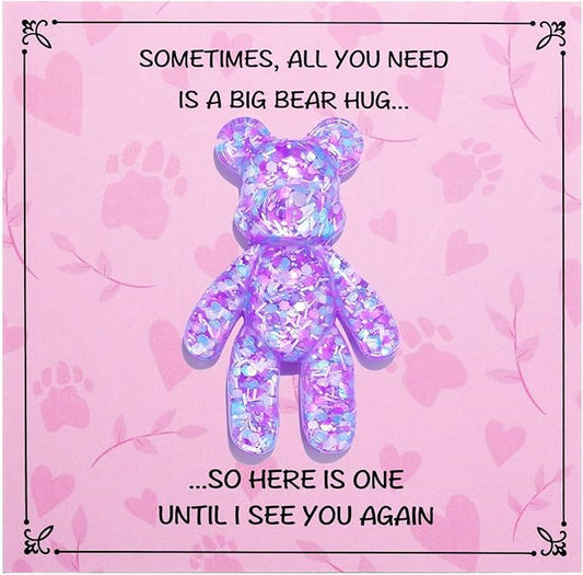 Pocket Bear Hug, Anxiety Relief Gifts for Women Men, Mental Health Positivity Gifts, Thinking of You Gift, Emotional Support Gift, Comforting Present for Son Daughter Back to School, Purple